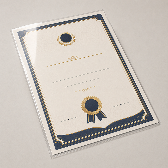 A4 certificate with clear gloss lamination hero view