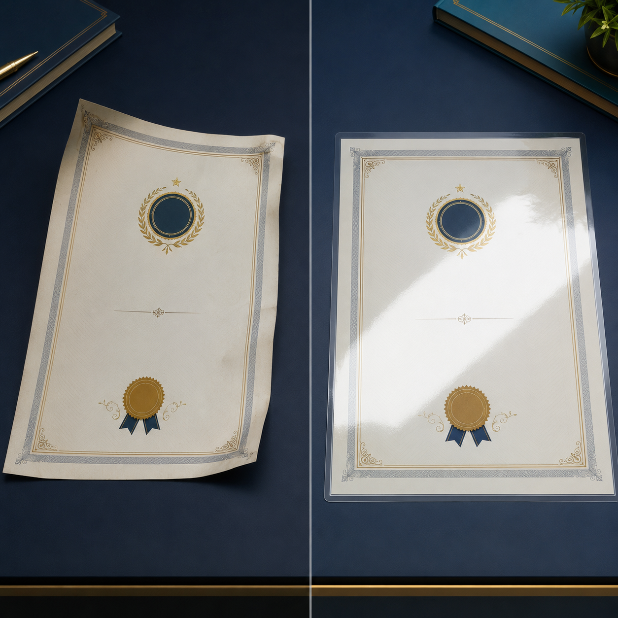 Before and after comparison of A3 certificate lamination