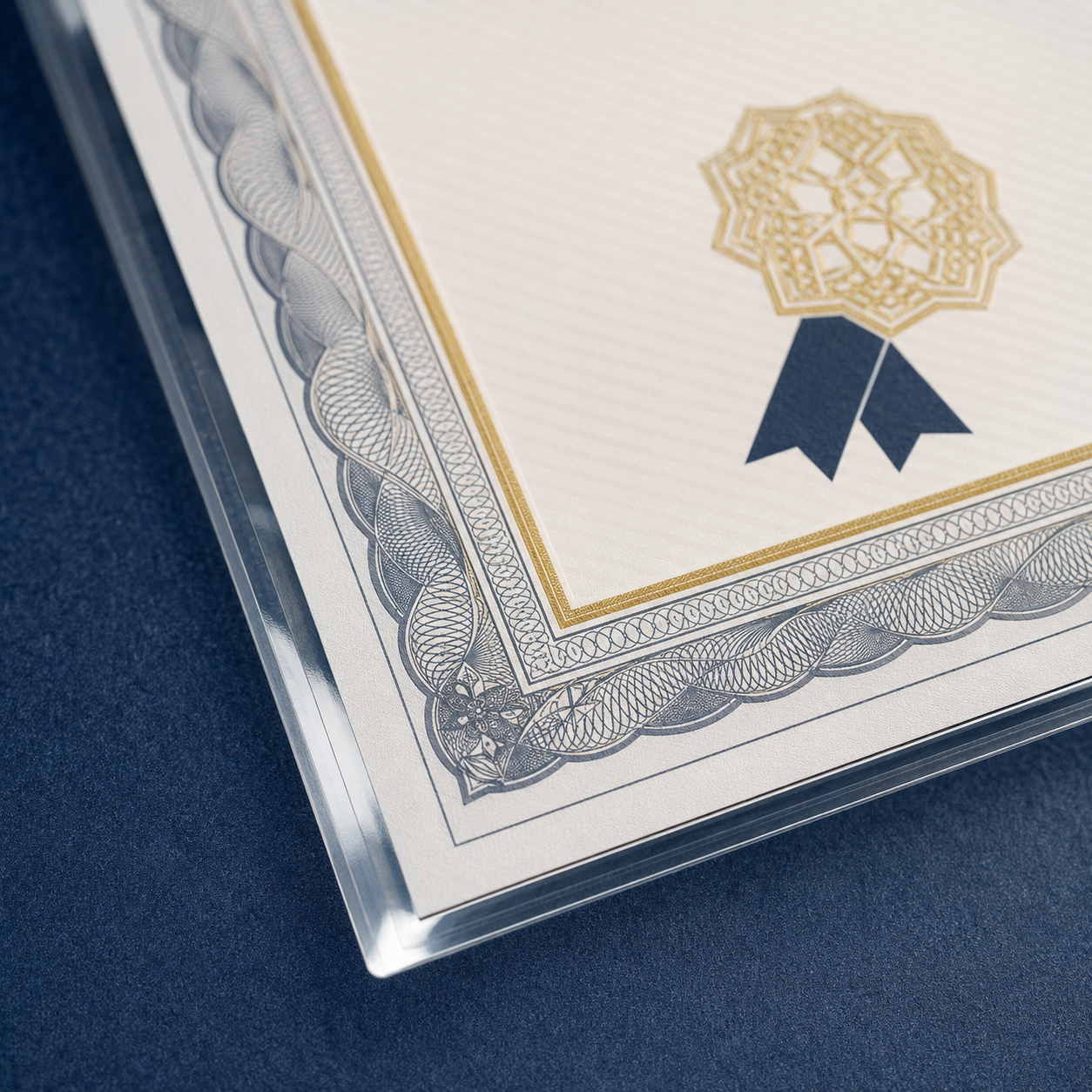 Close-up of sealed A3 certificate lamination edge