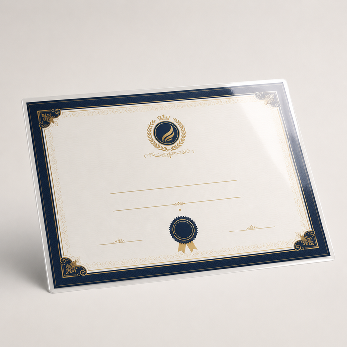 A3 certificate with clear gloss lamination hero view