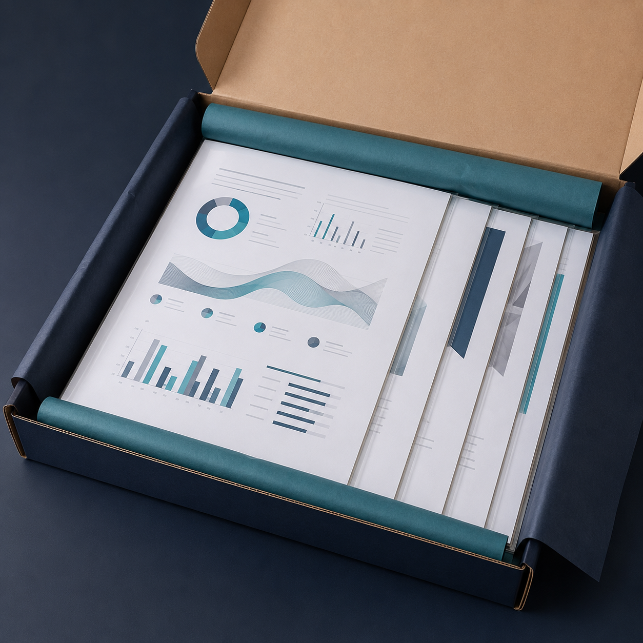 Secure packaging for five laminated A3 documents