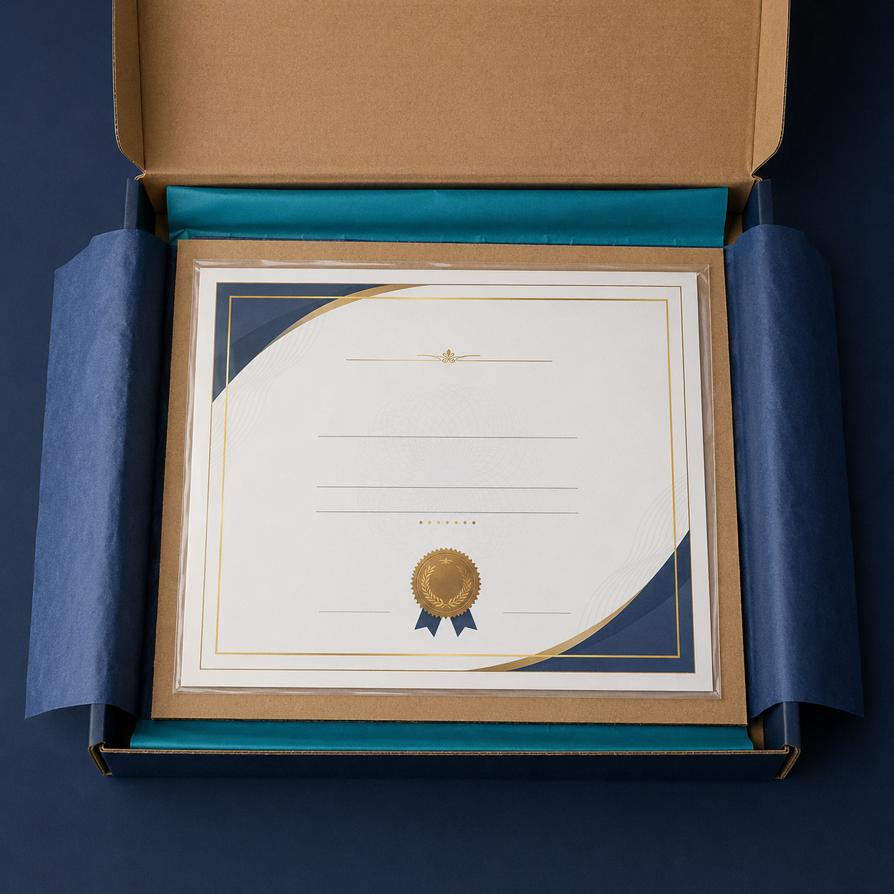 Secure packaging for a laminated A4 certificate