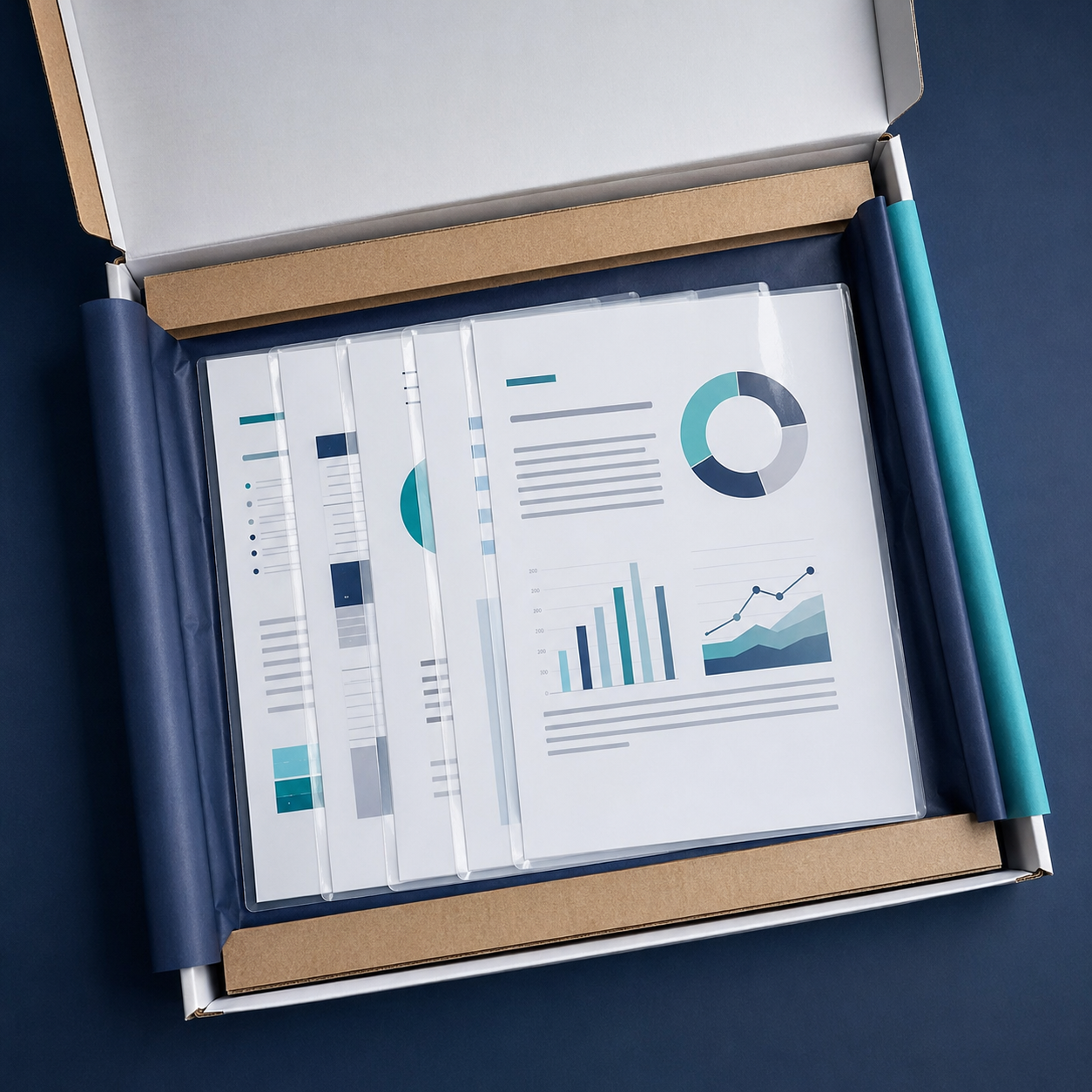 Secure packaging for five laminated A4 documents
