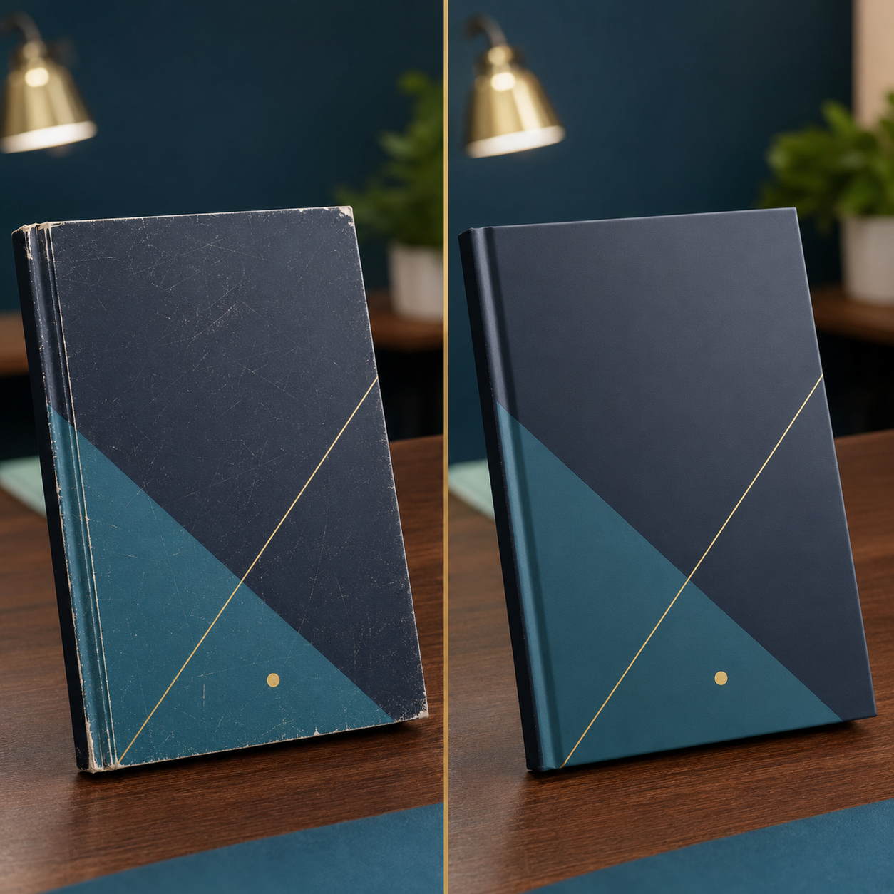 Before and after comparison of anti-scratch book cover lamination