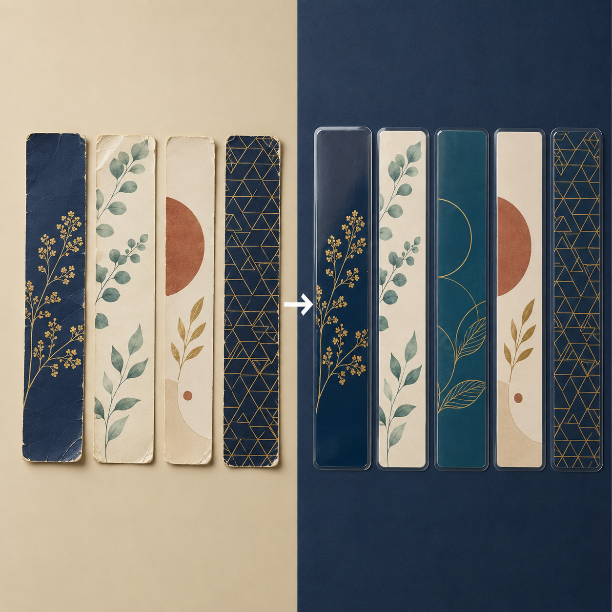 Before and after comparison of bookmark lamination