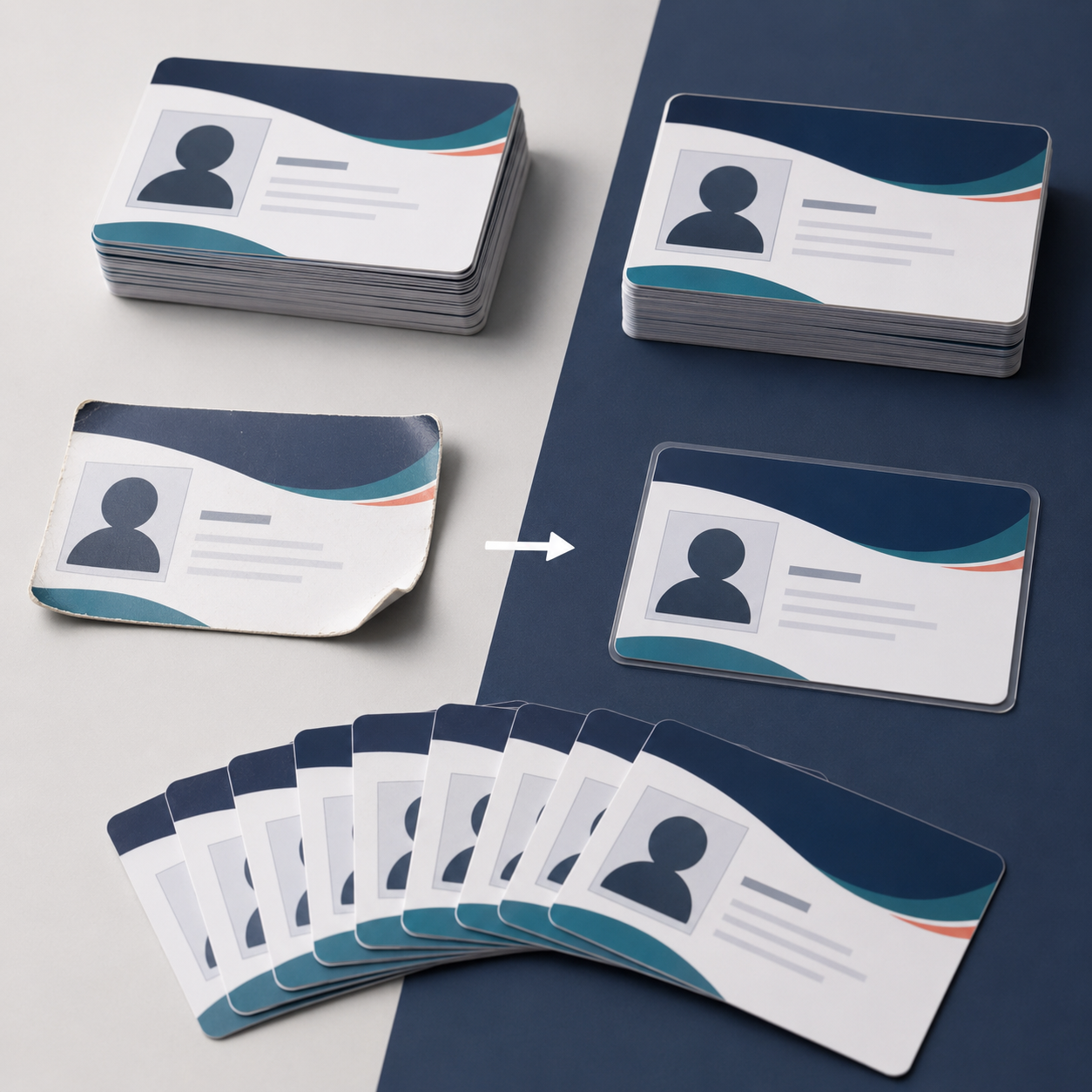 Before and after comparison of ID card lamination