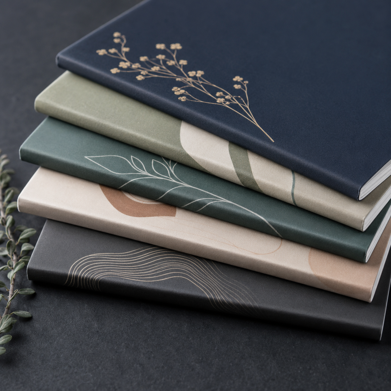 Close-up of low-glare sealed edges on matte laminated notebooks