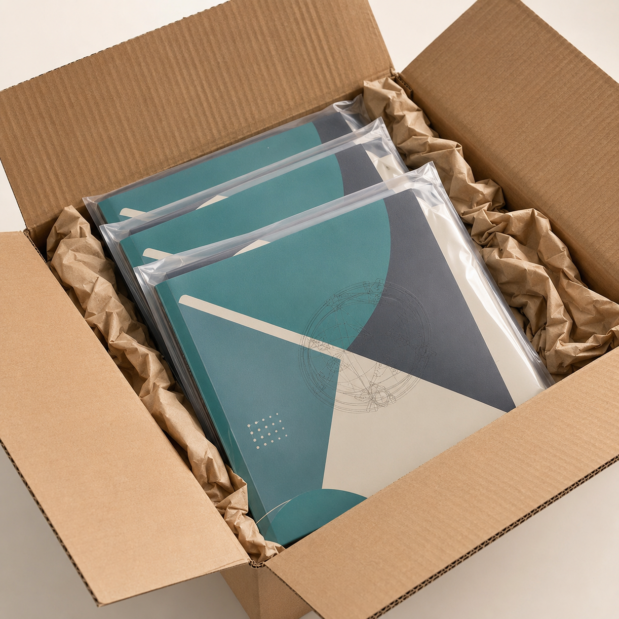 Matte laminated textbooks safely packed in a recyclable delivery box